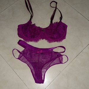 Fuschia vs lace bra high waist panty set